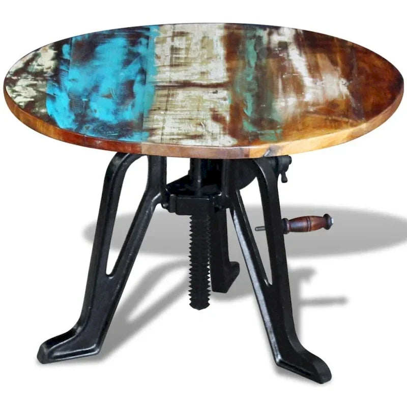 vidaXL Table d'appoint Table basse ronde Bout de canapé Bois massif et fonte