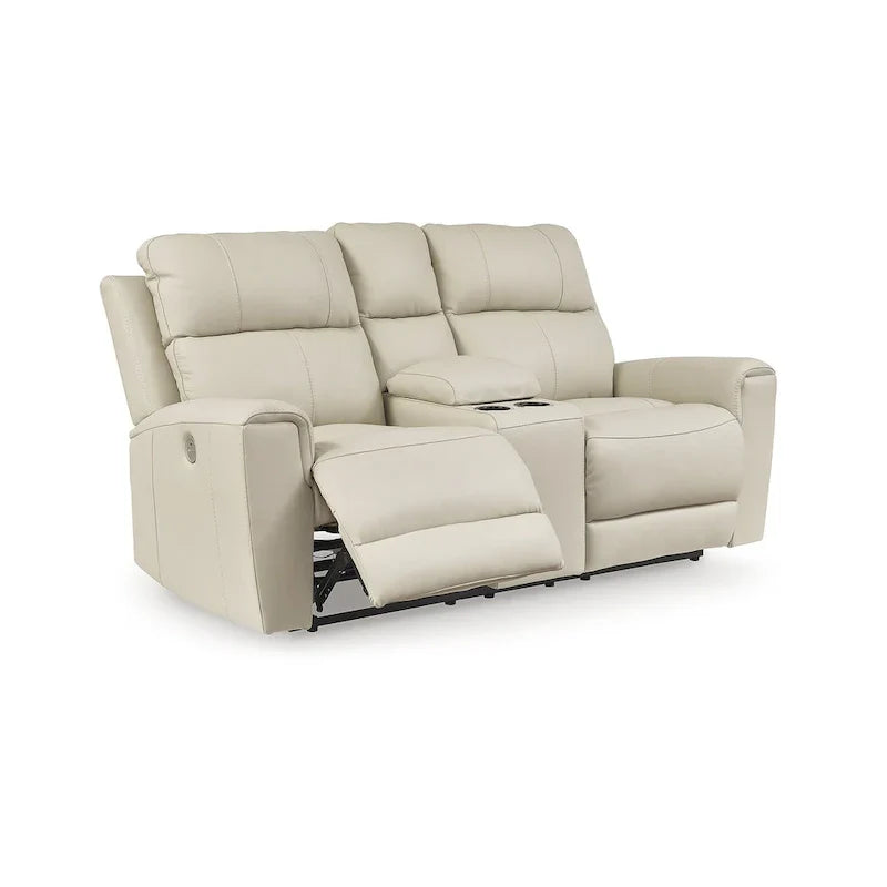 Causeuse inclinable électrique beige Ashley Dahlmoore Signature Design avec console – 76 L x 42 P x 40 H