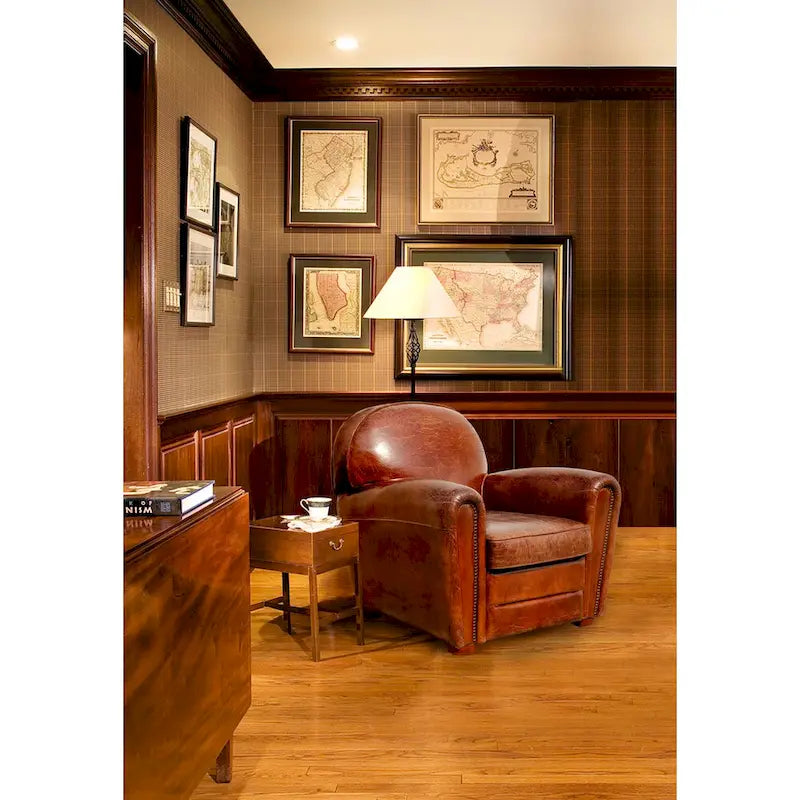 Fauteuil Club Paris en Cuir Véritable Pasargad Home, Marron