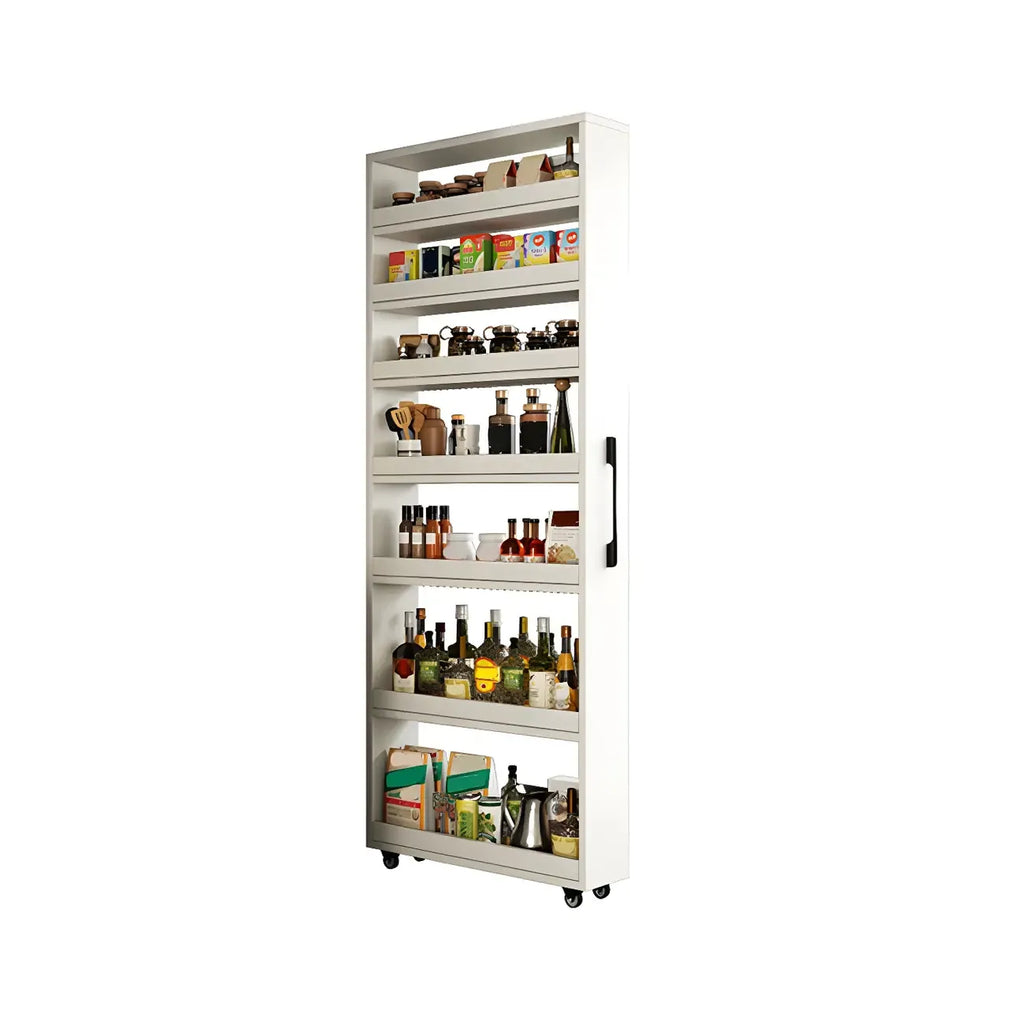 Buffet en bois moderne avec étagères ouvertes et roulettes