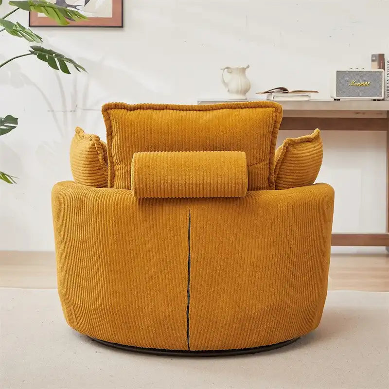Fauteuil pivotant surdimensionné avec pouf de rangement lune et 4 oreillers