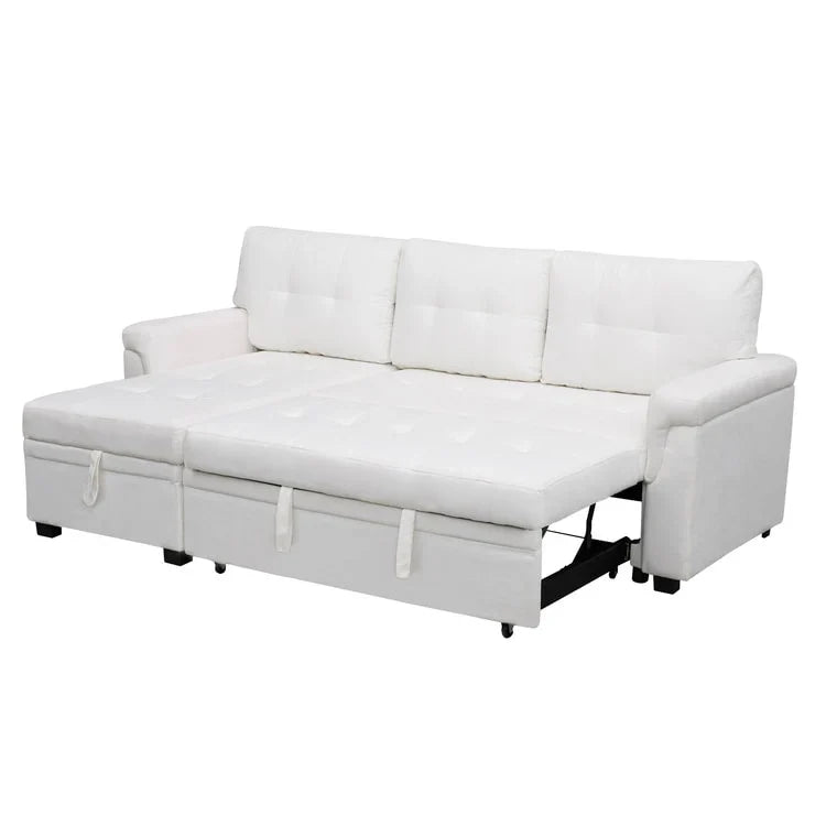 Canapé d'angle réversible avec lit gigogne, méridienne de rangement, pieds durables,