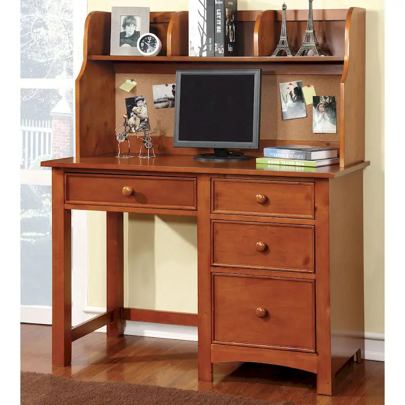 Bureau d'ordinateur Romeo Transitional de 48 pouces en bois massif à 4 tiroirs par Furniture of America