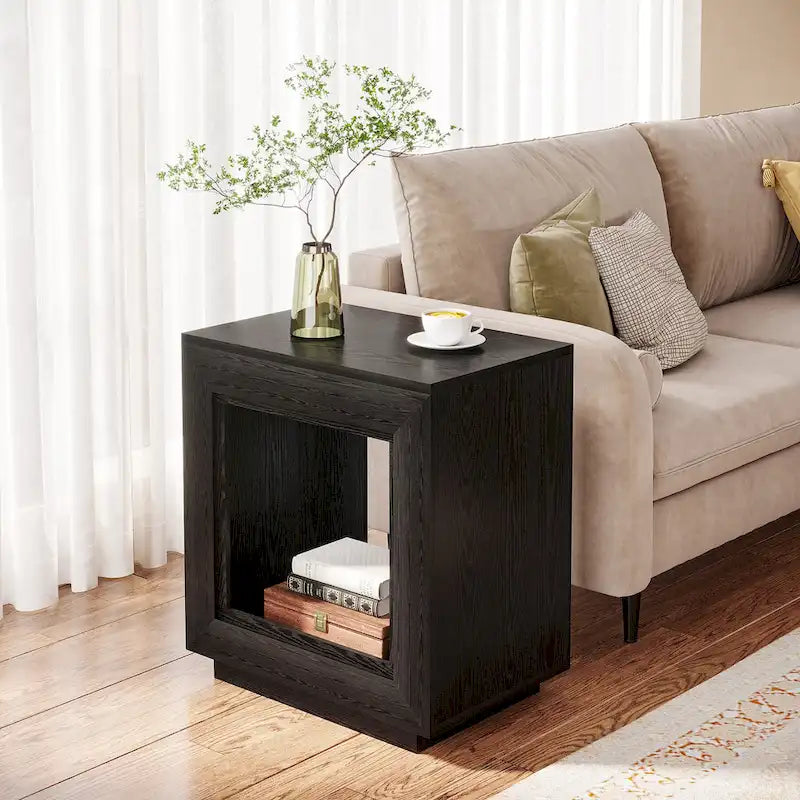 Table d'appoint en bois avec rangement, tables de chevet en noyer pour salon, chambre à coucher