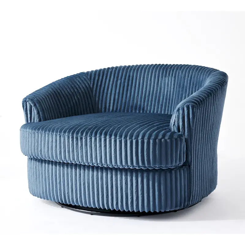 Fauteuil pivotant rond surdimensionné en velours côtelé avec accoudoirs encastrés 43 W