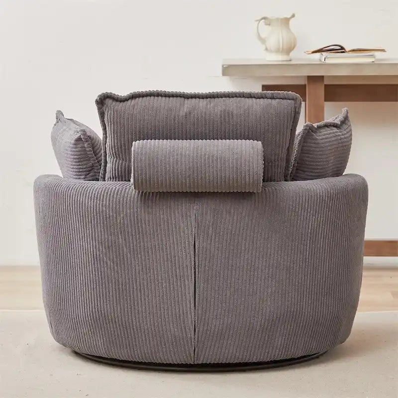 Fauteuil pivotant surdimensionné avec pouf de rangement lune et 4 oreillers