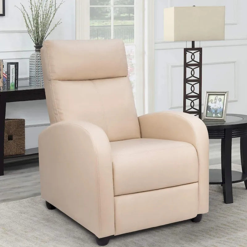 Fauteuil inclinable à dossier basculant en similicuir, marron / noir / gris / kaki / rouge / beige, simple