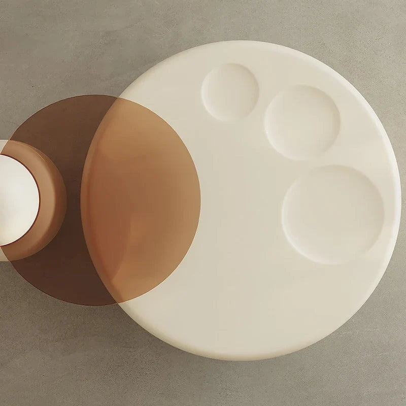 Table basse gigogne 42 moderne ronde blanc crème, 2 pièces pour le salon - 62