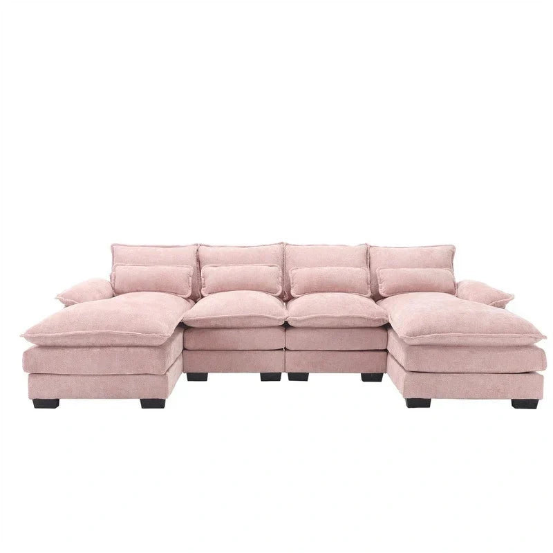 Canapé modulable Cloud pour salon, canapé d'angle moderne en chenille/boucle, canapé convertible modulable confortable avec double méridienne