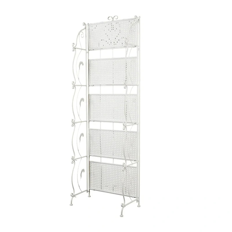 Étagère de Boulanger Pliable Haute à 5 Niveaux en Métal Décoratif pour Intérieur/Extérieur - Or ou Blanc - Roche River Decor