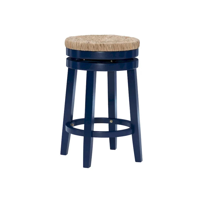 Tabouret de comptoir pivotant sans dossier Maya avec assise en jonc de mer