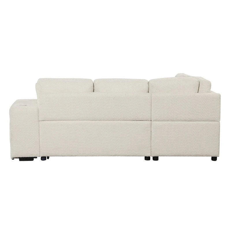 Canapé d'angle convertible avec pouf de rangement, canapé-lit pour salon