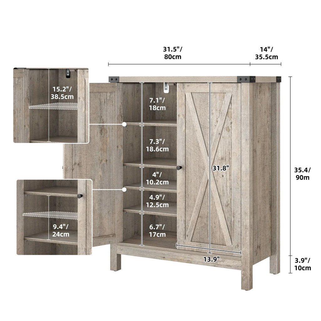 Meuble de rangement pour chaussures Moasis à 5 niveaux et 20 paires avec portes doubles pour entrée