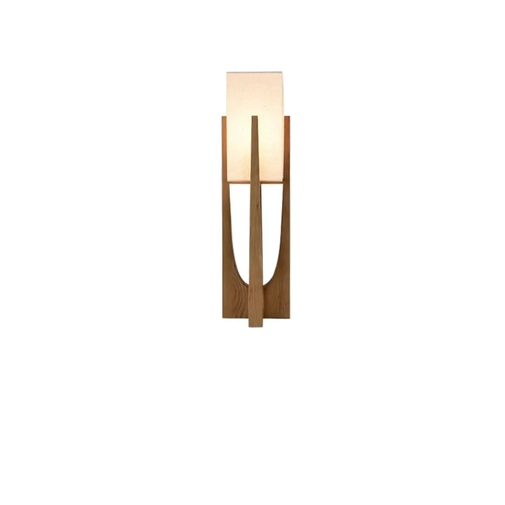 Lampadaires LED en bois vintage avec abat-jour en tissu