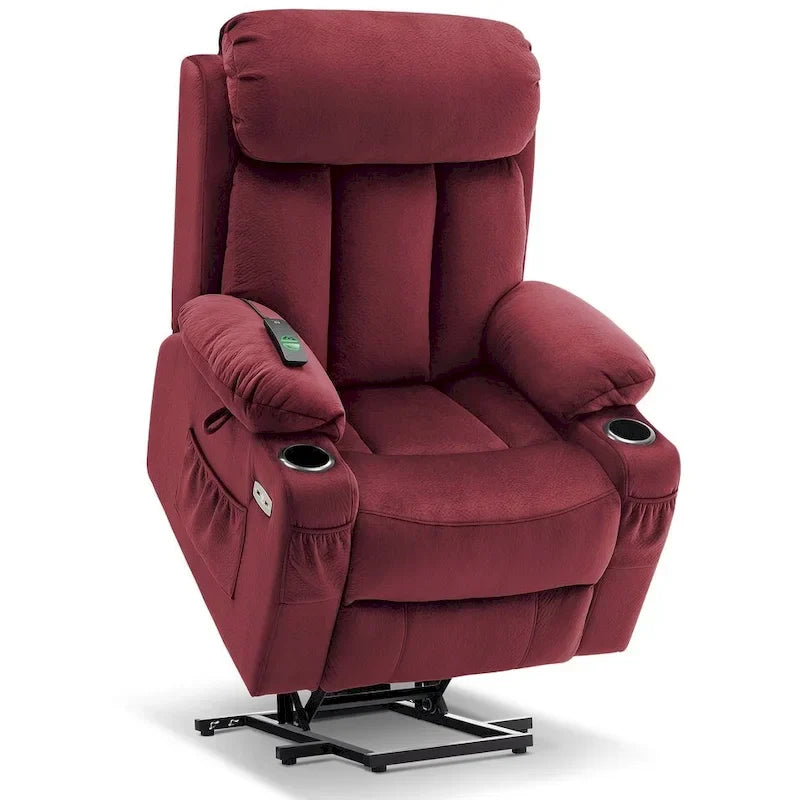Fauteuil inclinable releveur électrique grand format MCombo avec repose-pieds extensible pour personnes âgées de grande taille, télécommande manuelle, porte-gobelets, tissu 7426