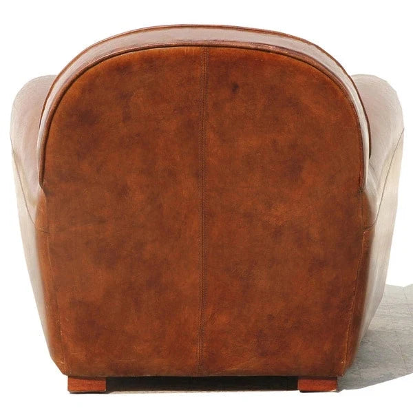 Fauteuil Club Paris en Cuir Véritable Pasargad Home, Marron