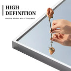 Miroir rectangulaire psyché en alliage d'aluminium argenté, bord fin, 163x54cm, avec support