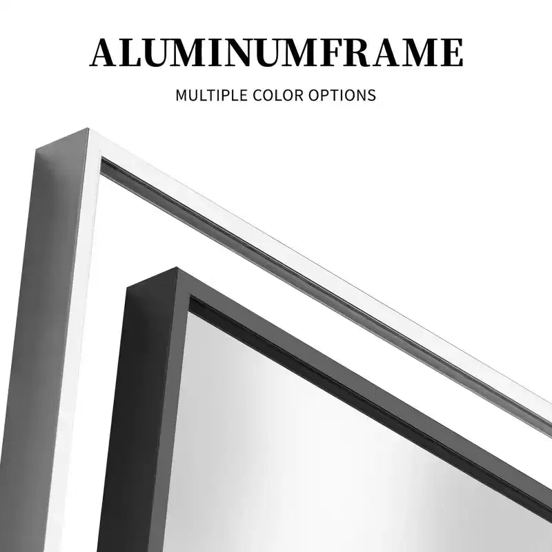 Miroir rectangulaire psyché en alliage d'aluminium argenté, bord fin, 163x54cm, avec support