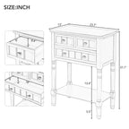 Console en bois rectangulaire de 60 cm avec 3 tiroirs, table d'entrée, finition bois naturel