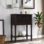 Console en bois rectangulaire de 60 cm avec 3 tiroirs, table d'entrée, finition bois naturel