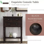 Console en bois rectangulaire de 60 cm avec 3 tiroirs, table d'entrée, finition bois naturel