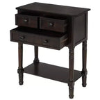 Console en bois rectangulaire de 60 cm avec 3 tiroirs, table d'entrée, finition bois naturel