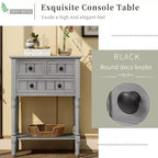 Console en bois rectangulaire de 60 cm avec 3 tiroirs, table d'entrée, finition bois naturel