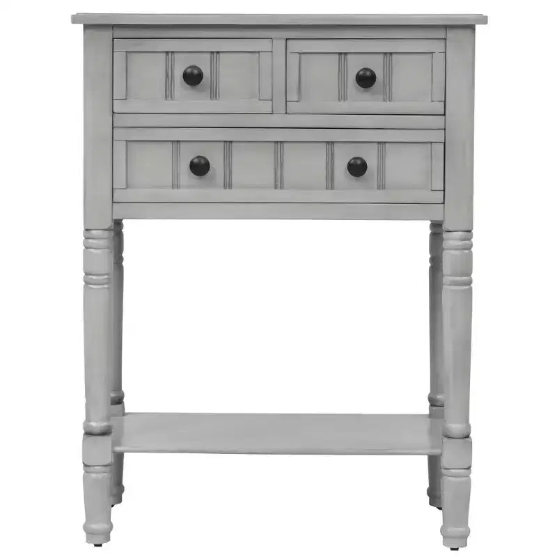 Console en bois rectangulaire de 60 cm avec 3 tiroirs, table d'entrée, finition bois naturel