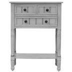 Console en bois rectangulaire de 60 cm avec 3 tiroirs, table d'entrée, finition bois naturel