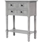 Console en bois rectangulaire de 60 cm avec 3 tiroirs, table d'entrée, finition bois naturel