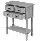 Console en bois rectangulaire de 60 cm avec 3 tiroirs, table d'entrée, finition bois naturel