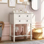 Console en bois rectangulaire de 60 cm avec 3 tiroirs, table d'entrée, finition bois naturel