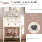 Console en bois rectangulaire de 60 cm avec 3 tiroirs, table d'entrée, finition bois naturel