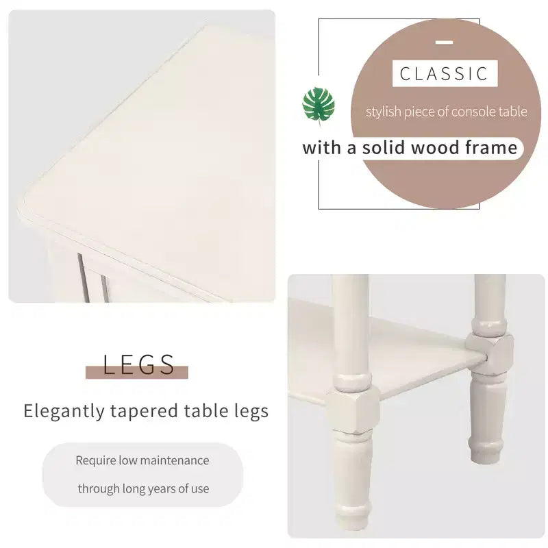 Console en bois rectangulaire de 60 cm avec 3 tiroirs, table d'entrée, finition bois naturel