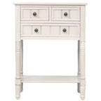 Console en bois rectangulaire de 60 cm avec 3 tiroirs, table d'entrée, finition bois naturel