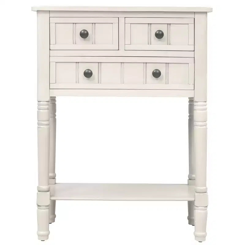 Console en bois rectangulaire de 60 cm avec 3 tiroirs, table d'entrée, finition bois naturel