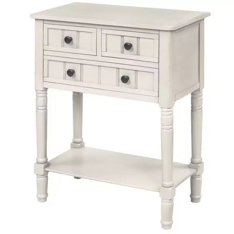 Console en bois rectangulaire de 60 cm avec 3 tiroirs, table d'entrée, finition bois naturel