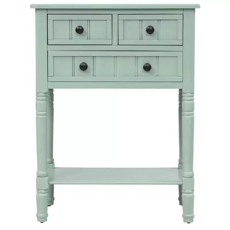 Console en bois rectangulaire de 60 cm avec 3 tiroirs, table d'entrée, finition bois naturel