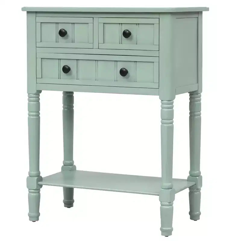 Console en bois rectangulaire de 60 cm avec 3 tiroirs, table d'entrée, finition bois naturel