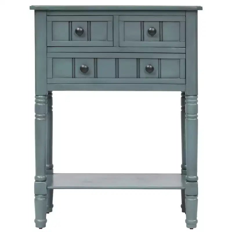 Console en bois rectangulaire de 60 cm avec 3 tiroirs, table d'entrée, finition bois naturel