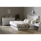 Commode horizontale 6 tiroirs, finition blanche, grande commode de rangement pour chambre à coucher