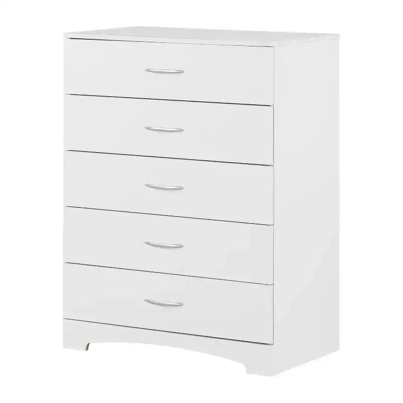HomeStock 7 in.H Particle Board Vertical Dressers with 5 - Drawers in White Finish