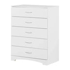 HomeStock 7 in.H Particle Board Vertical Dressers with 5 - Drawers in White Finish