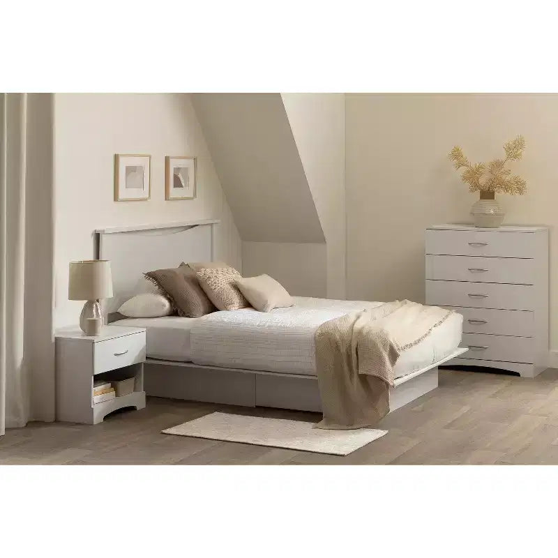 Commode verticale à 5 tiroirs, finition blanche, meuble de rangement de chambre à coucher