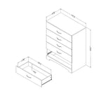 Commode verticale à 5 tiroirs, finition blanche, meuble de rangement de chambre à coucher