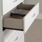 Commode verticale à 5 tiroirs, finition blanche, meuble de rangement de chambre à coucher