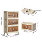 Meuble de rangement pliable en plastique à 3 niveaux avec portes magnétiques et roulettes, blanc, pour petits espaces