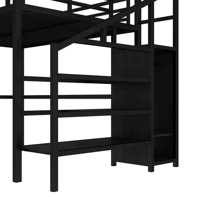 Lit superposé en métal avec bureau en L, port USB, armoire et étagère réglable, lumière LED, pour adolescents et adultes