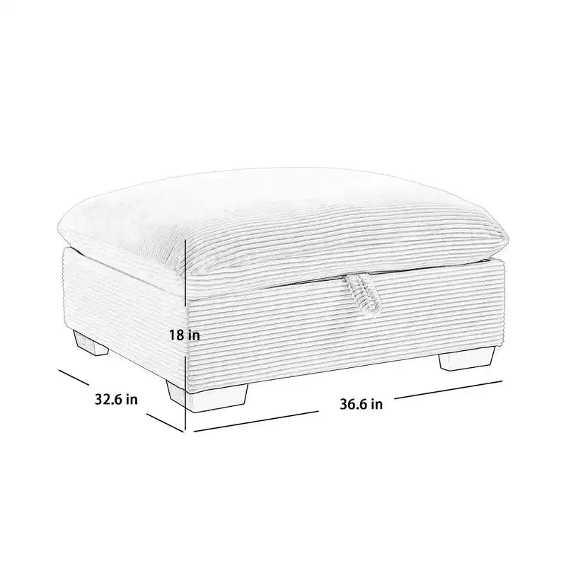 Banc de rangement carré en velours côtelé avec espace de rangement caché, repose-pieds rembourré pour salon et chambre à coucher
