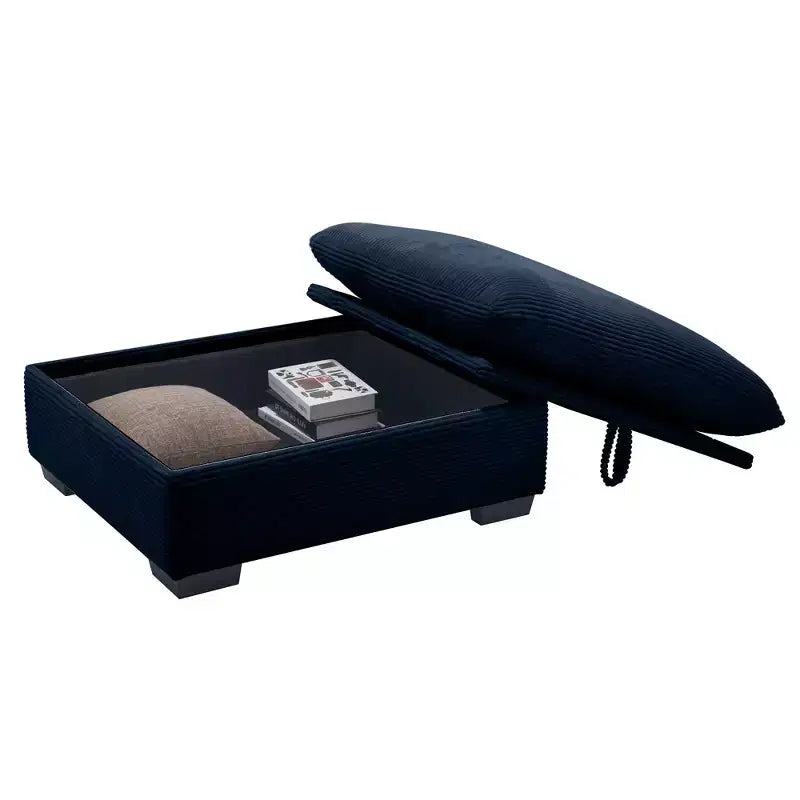 Banc de rangement carré en velours côtelé avec espace de rangement caché, repose-pieds rembourré pour salon et chambre à coucher
